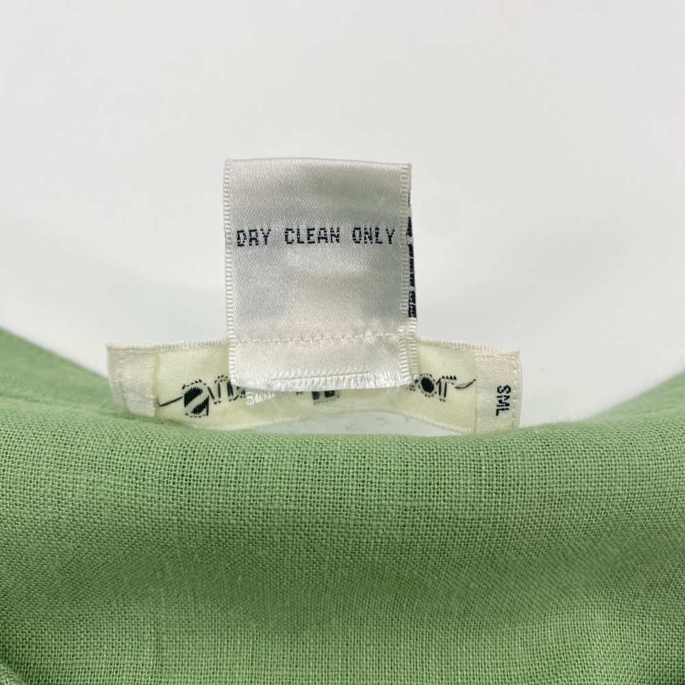 Susan Bristol Blouse Women 1X Green Linen Blend Embroidered Button Front Summer - Picture 7 of 8